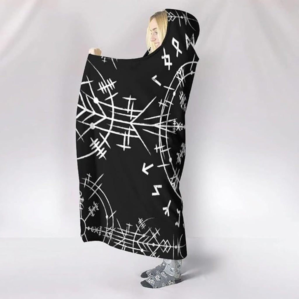 Hooded Blanket - Vegvisir Tattoo White