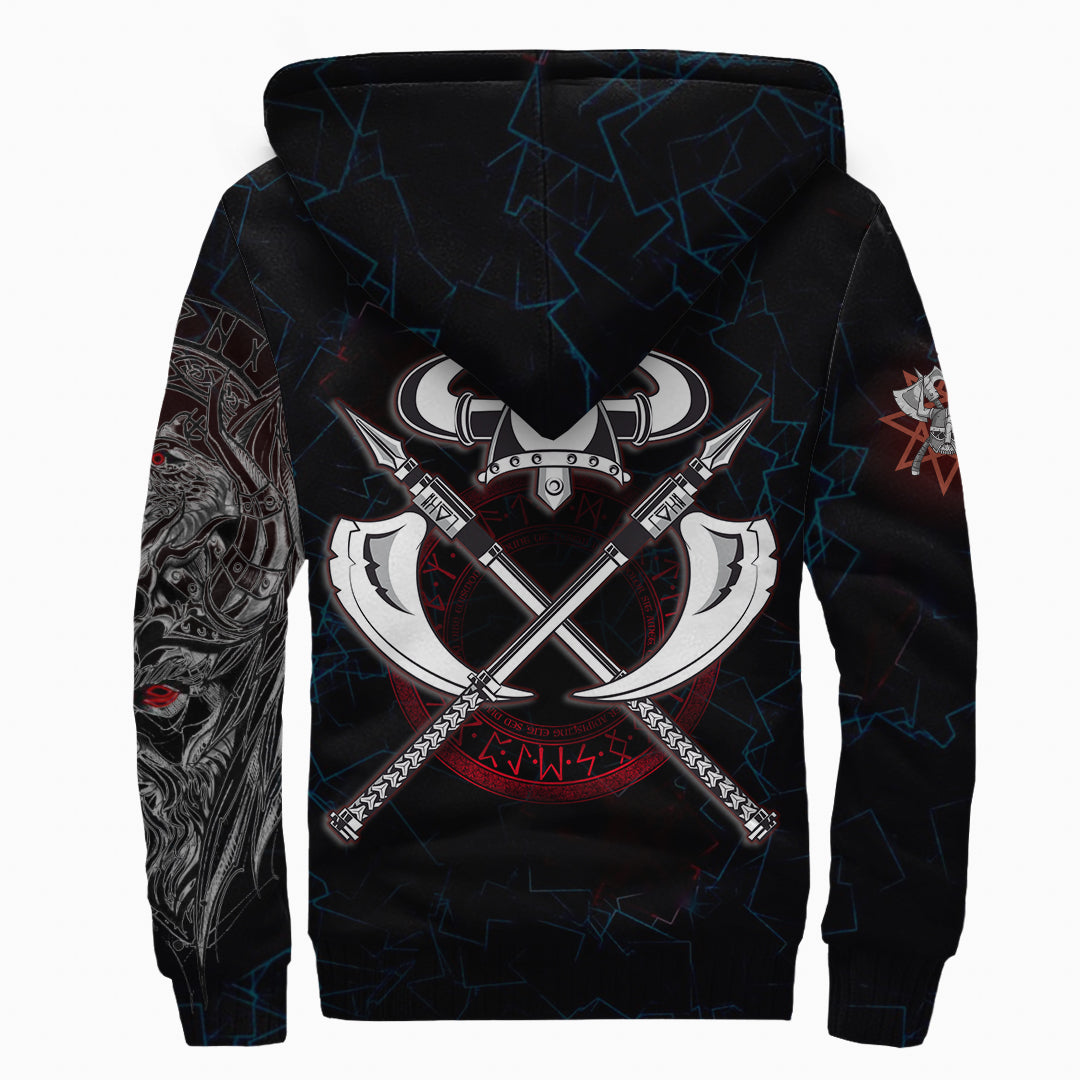 Sherpa Hoodie - Warrior Double Axes Vegvisir Rune