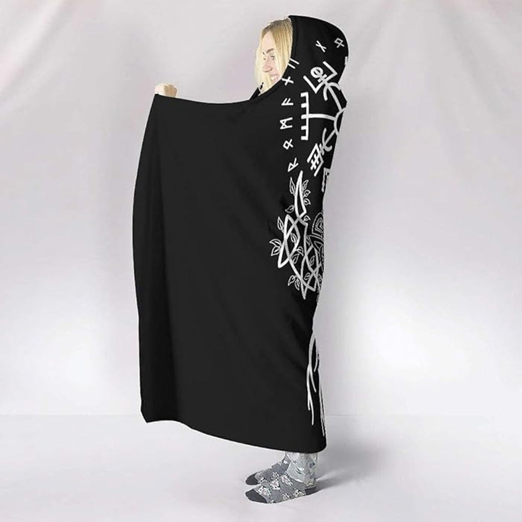 Hooded Blanket - Yggdrasil and Vegvisir Tattoo