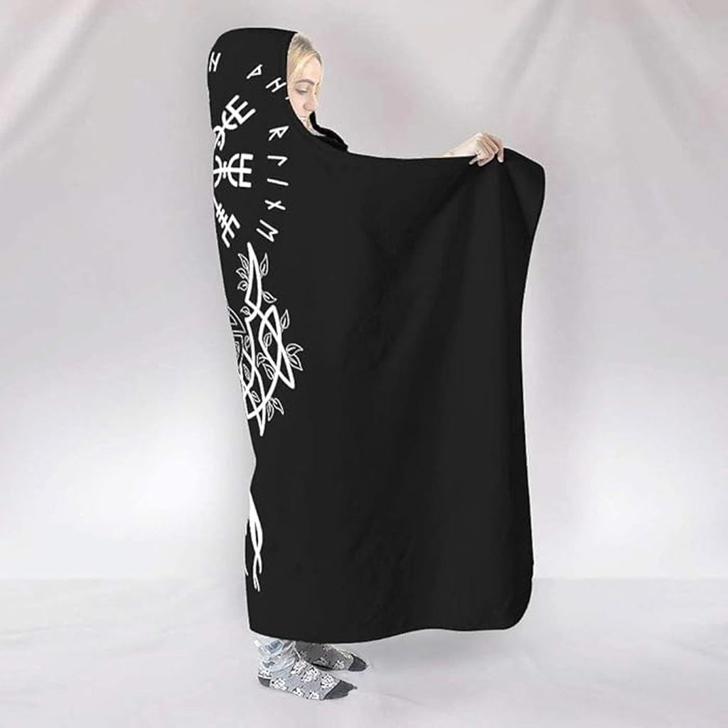 Hooded Blanket - Yggdrasil and Vegvisir Tattoo