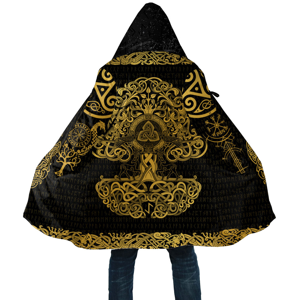 Celtic Style Yggdarsil Pattern In Gold Cloak